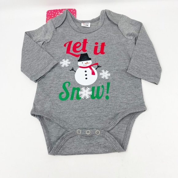 Baby Holiday Bodysuit Jogger Set 'Let It Snow' Graphic Size 3 - 6 Months NEW - Picture 2 of 9